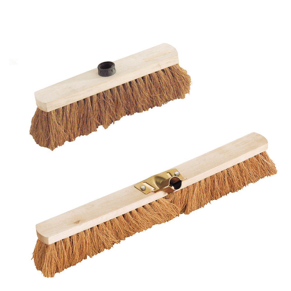 Escoba profesional con base de madera, disponible en anchos de 30cm y 60cm.